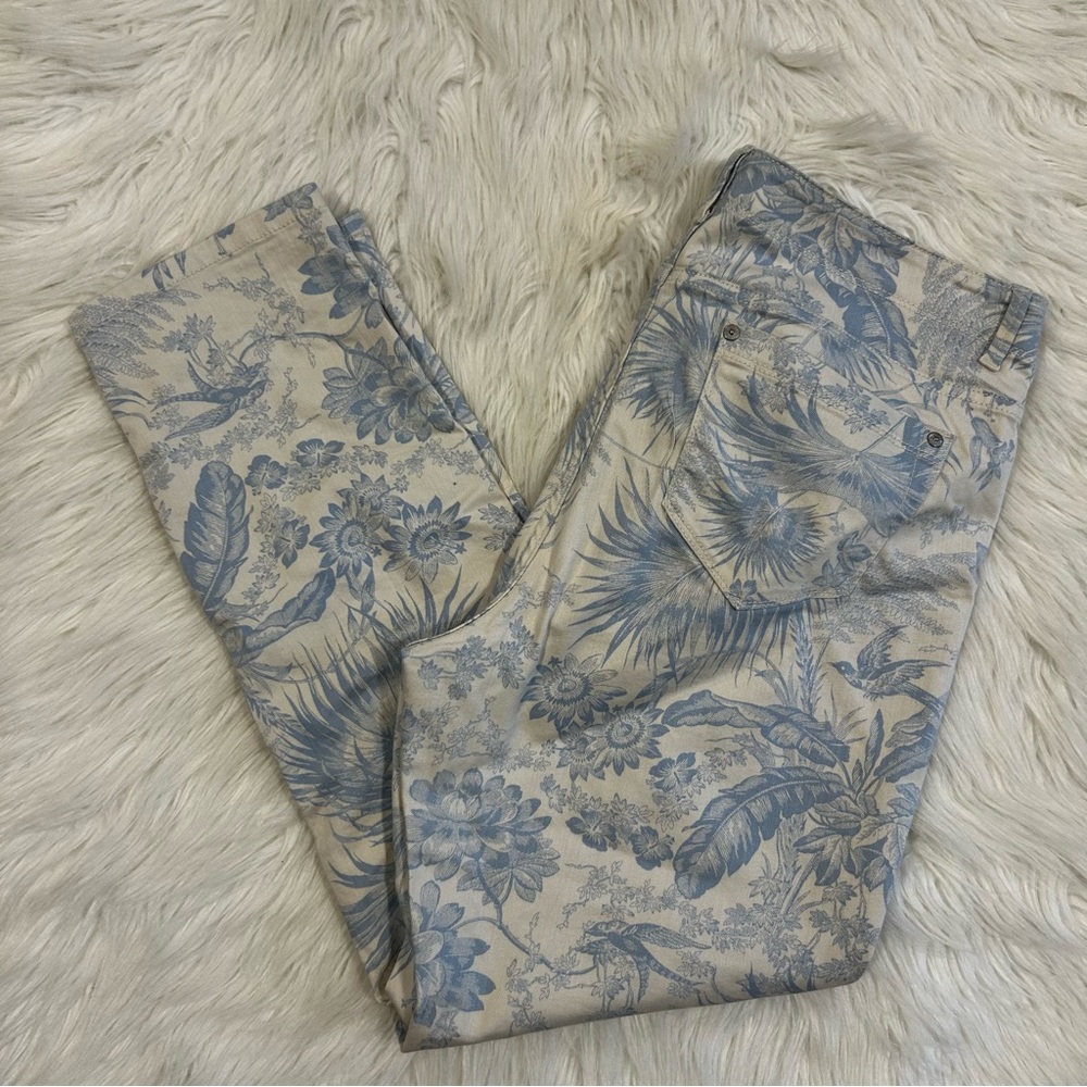 J. Jill Blue Tropical Floral Blue White Women's Authentic Slim Ankle Jeans 14 - Picture 5 of 7
